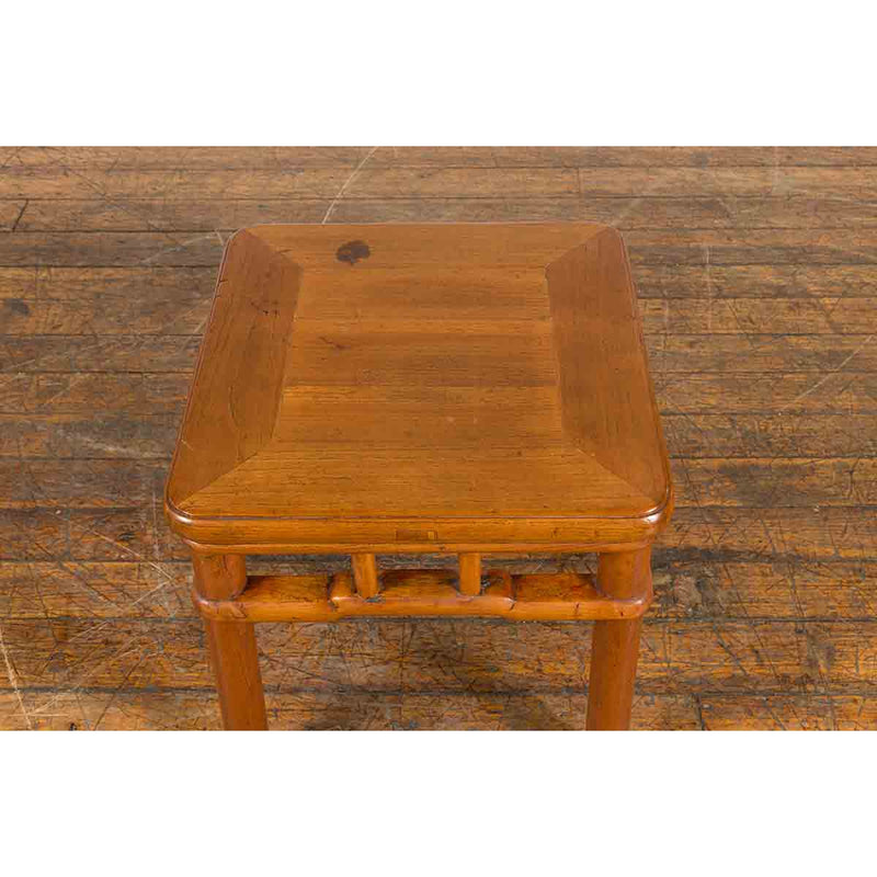 Chinese Vintage Ming Dynasty Style Accent Side Table with Humpback Stretcher