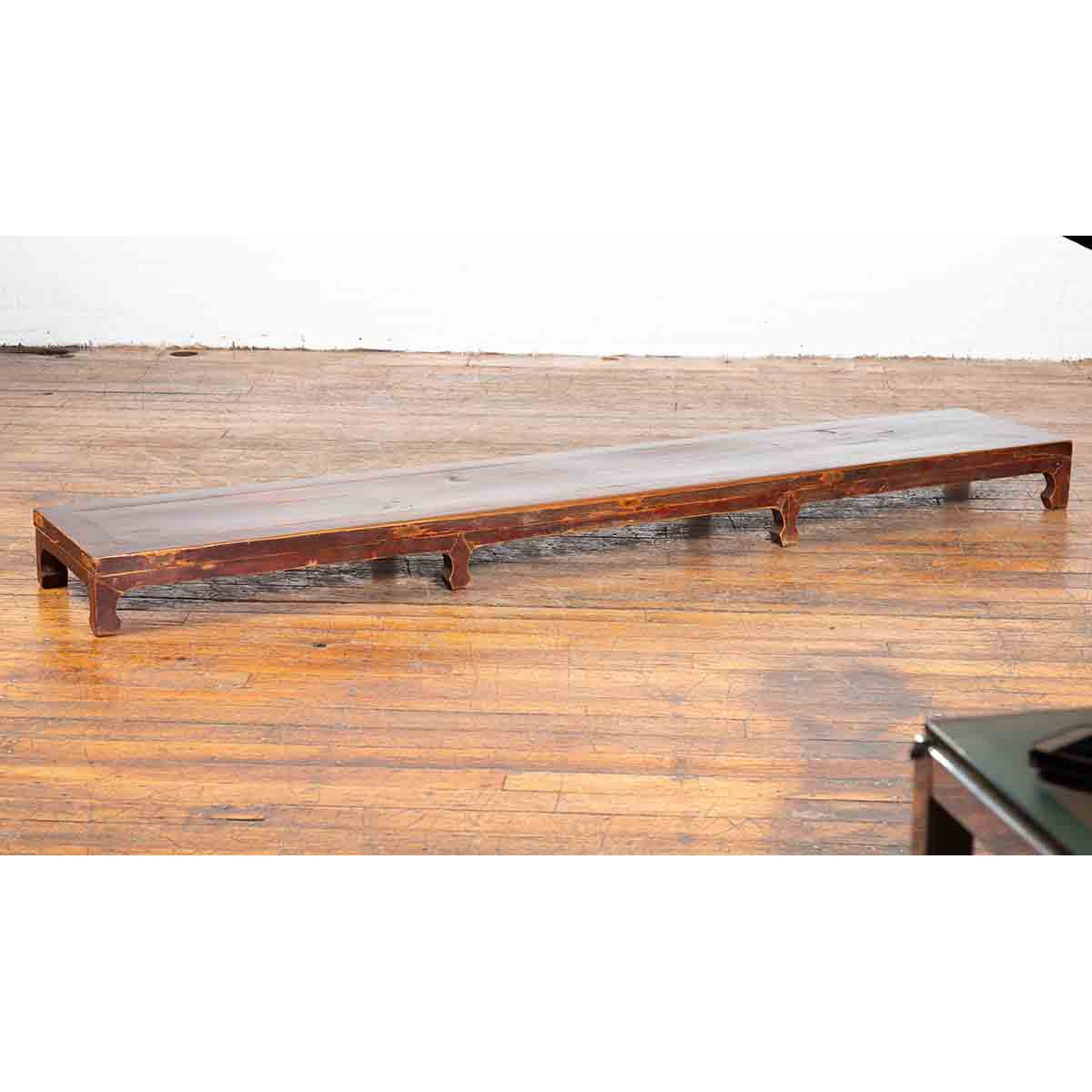 Vintage Low Kang Long Display Table Stand with Eight Carved Feet-3. Asian &amp; Chinese Furniture, Art, Antiques, Vintage Home Décor for sale at FEA Home