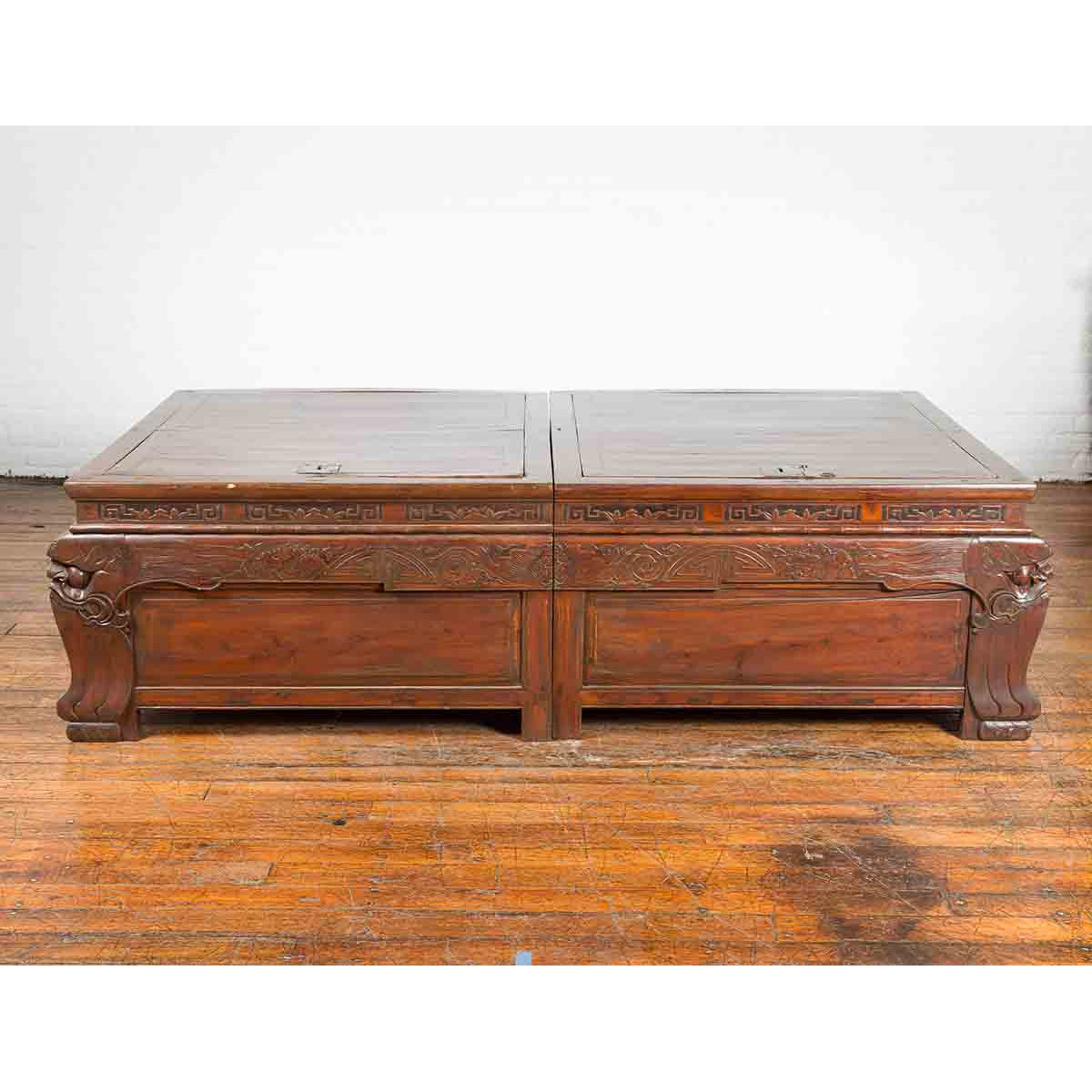 Pair of Chinese Antique Chests Set Together as a Coffee Table-2. Asian & Chinese Furniture, Art, Antiques, Vintage Home Décor for sale at FEA Home