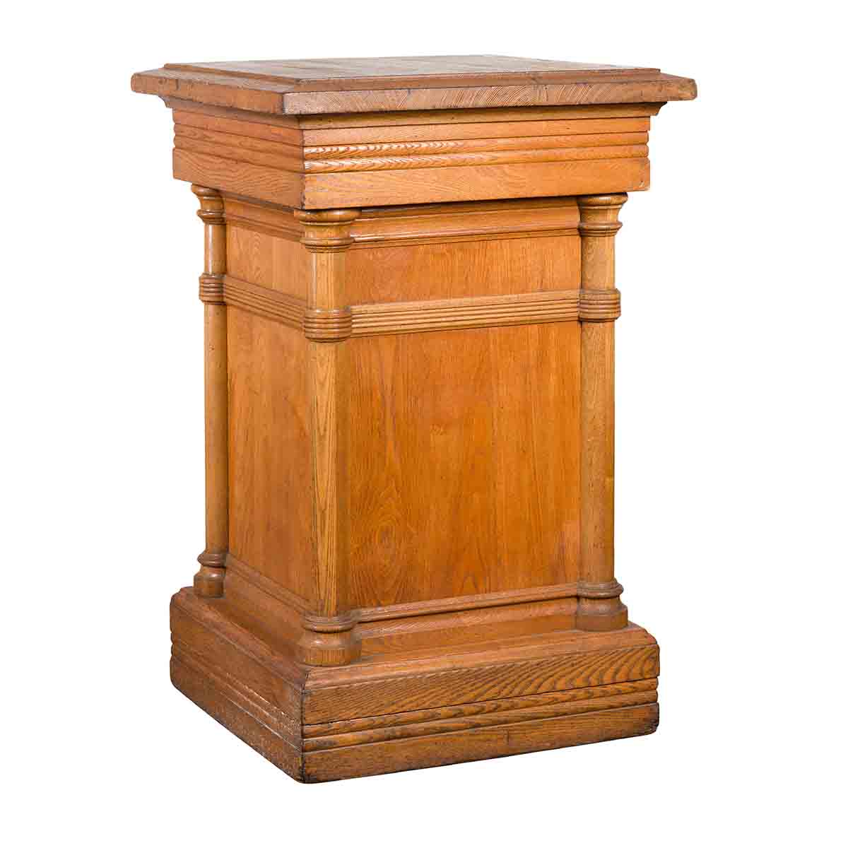 Vintage Indonesian Wooden Pedestal with Doric Semi-Columns and Natural Patina-1. Asian & Chinese Furniture, Art, Antiques, Vintage Home Décor for sale at FEA Home