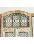 19th Century Antique Indian Grate Window with Green Paint and Distressed Patina-7. Asian & Chinese Furniture, Art, Antiques, Vintage Home Décor for sale at FEA Home
