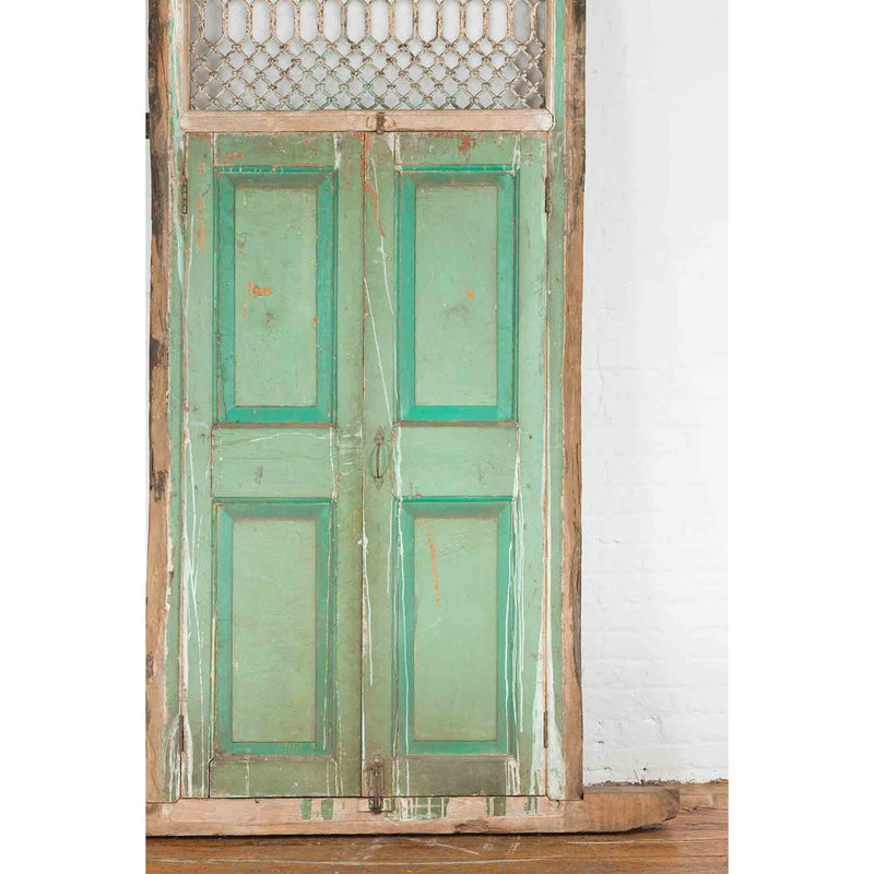 19th Century Indian Wood and Grate Window