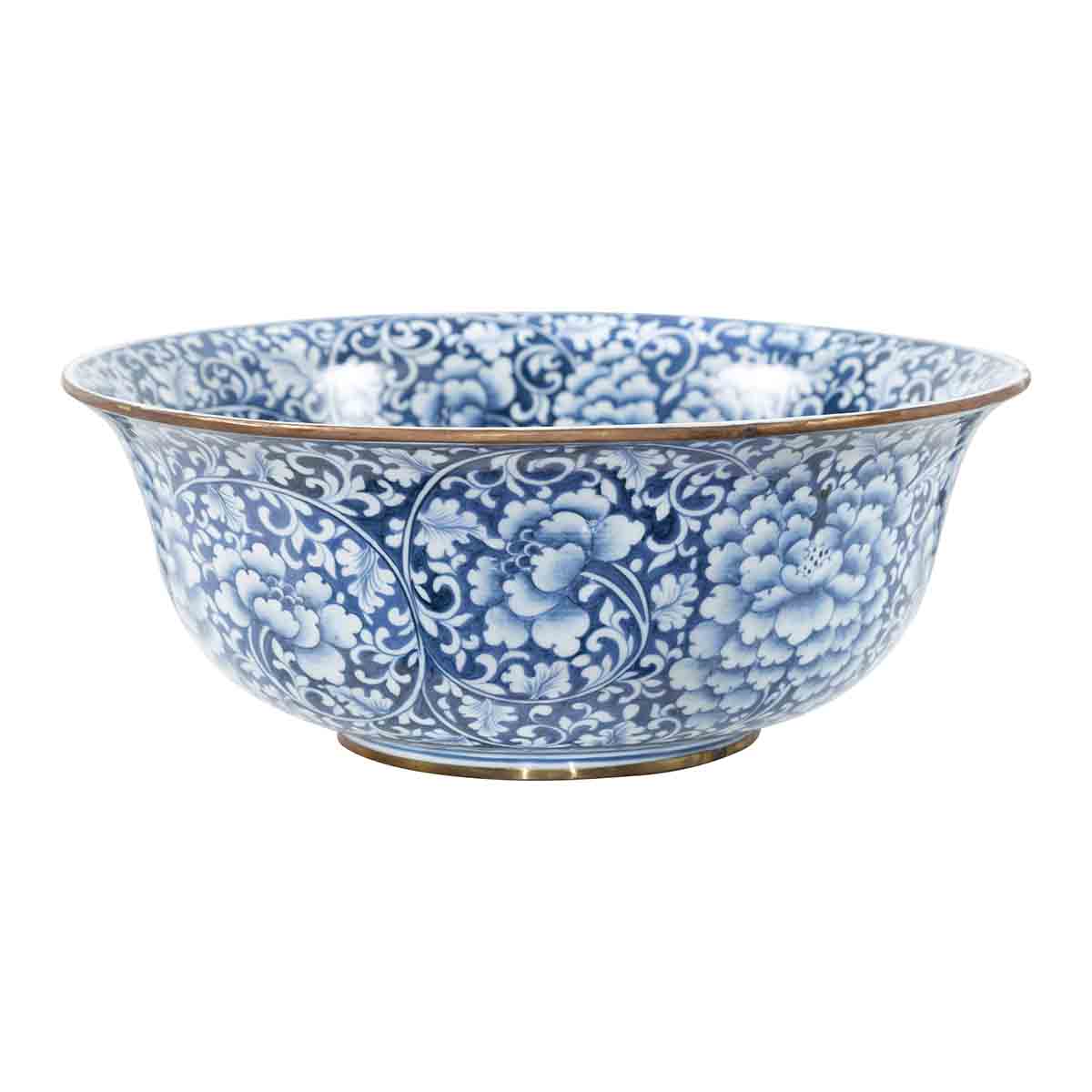 Contemporary Thai Hand-Painted Blue and White Porcelain Bowl with Floral Motifs-1. Asian & Chinese Furniture, Art, Antiques, Vintage Home Décor for sale at FEA Home