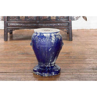 Chinese Qing Dynasty Period Blue Glazed Garden Seat with Floral Motifs on Base-YN7300-5. Asian & Chinese Furniture, Art, Antiques, Vintage Home Décor for sale at FEA Home