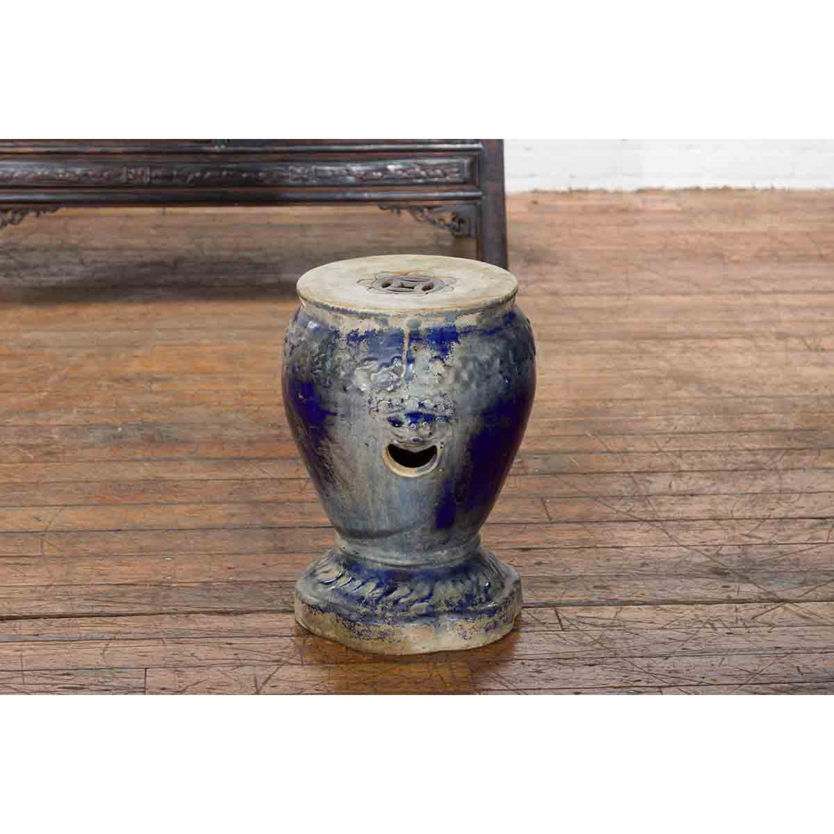 Blue Glazed Qing Dynasty Garden Seat-13. Asian &amp; Chinese Furniture, Art, Antiques, Vintage Home Décor for sale at FEA Home