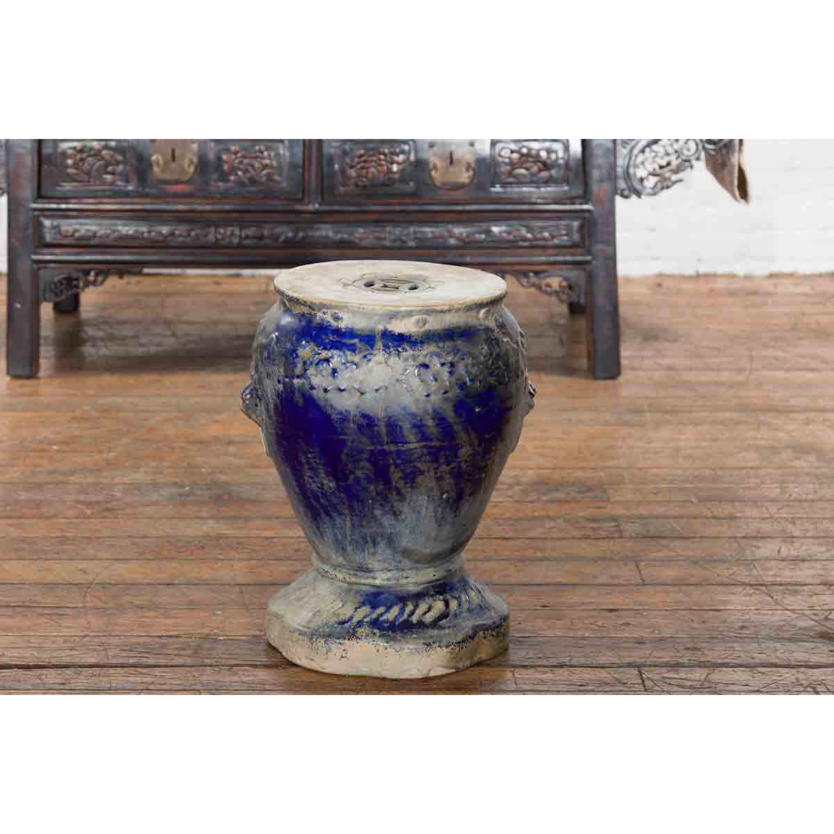 Blue Glazed Qing Dynasty Garden Seat-4. Asian &amp; Chinese Furniture, Art, Antiques, Vintage Home Décor for sale at FEA Home