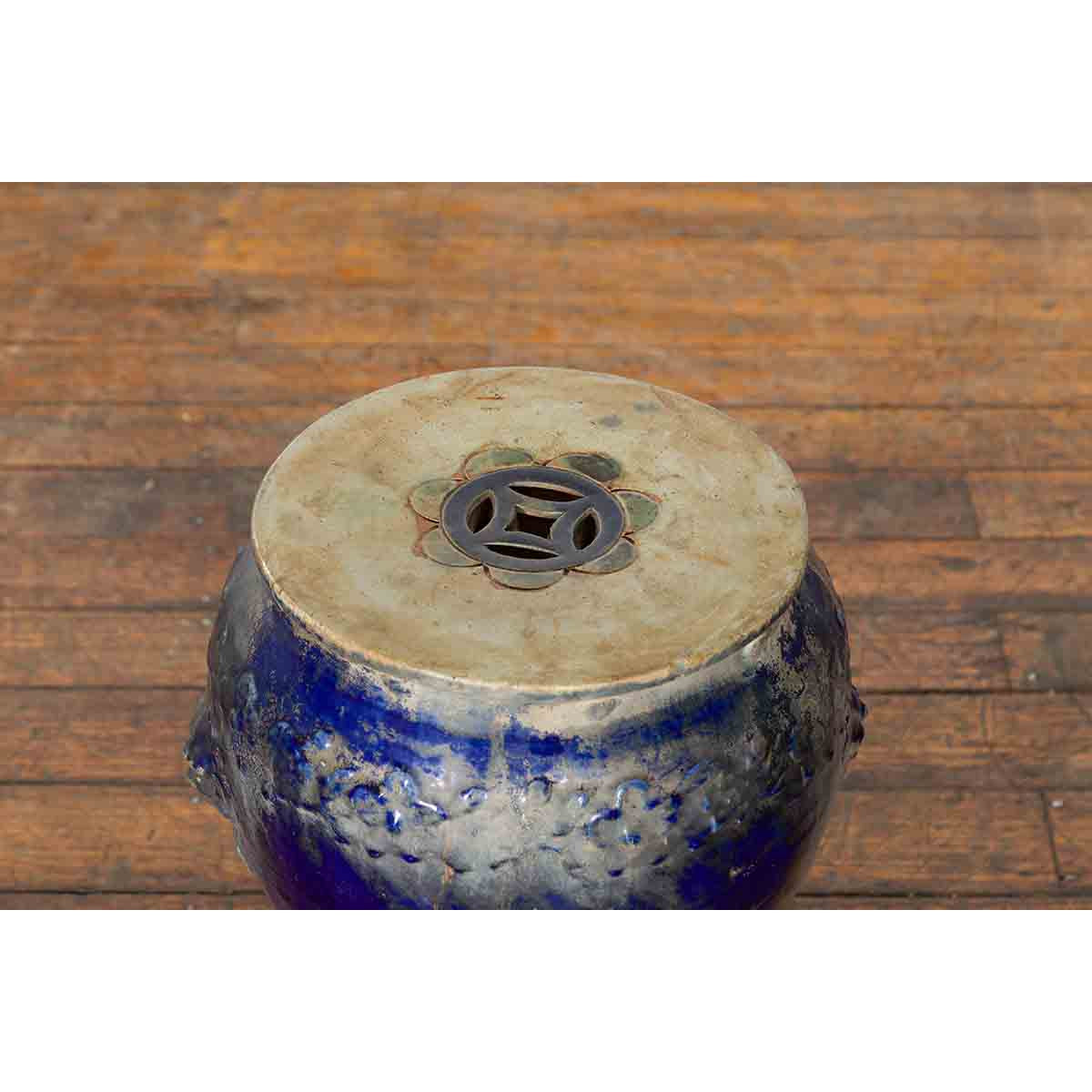 Blue Glazed Qing Dynasty Garden Seat-5. Asian &amp; Chinese Furniture, Art, Antiques, Vintage Home Décor for sale at FEA Home