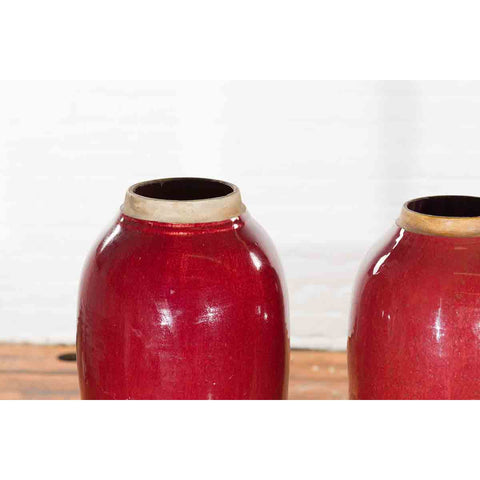 Vintage Oxblood Glazed Chinese Altar Vases with Unglazed Rims, Sold Individually-8. Asian & Chinese Furniture, Art, Antiques, Vintage Home Décor for sale at FEA Home