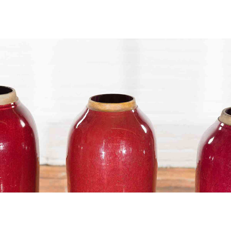 Vintage Oxblood Glazed Chinese Altar Vases with Unglazed Rims, Sold Individually-9. Asian & Chinese Furniture, Art, Antiques, Vintage Home Décor for sale at FEA Home