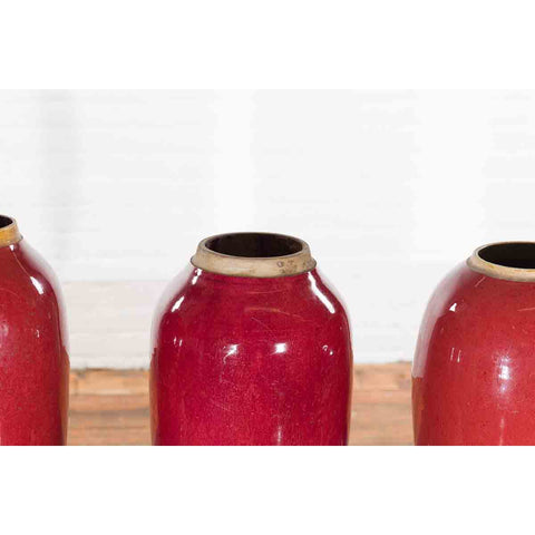 Vintage Oxblood Glazed Chinese Altar Vases with Unglazed Rims, Sold Individually-10. Asian & Chinese Furniture, Art, Antiques, Vintage Home Décor for sale at FEA Home