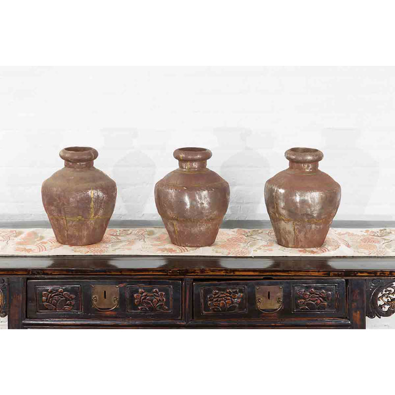 Set of Three 19th Century Antique Indian Metal Vessels-YN7307-11. Asian & Chinese Furniture, Art, Antiques, Vintage Home Décor for sale at FEA Home