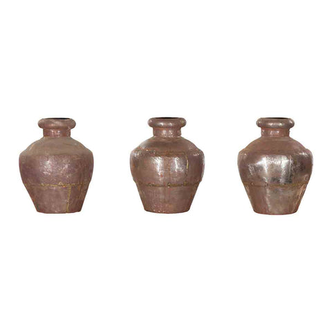 Set of Three 19th Century Antique Indian Metal Vessels-YN7307-1. Asian & Chinese Furniture, Art, Antiques, Vintage Home Décor for sale at FEA Home