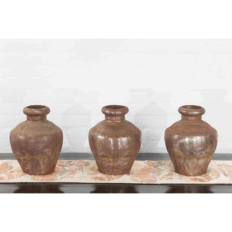 Set of Three 19th Century Antique Indian Metal Vessels-YN7307-6. Asian & Chinese Furniture, Art, Antiques, Vintage Home Décor for sale at FEA Home