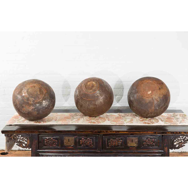 Set of Three 20th Century Vintage Indian Metal Vessels