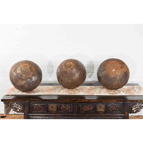 Set of Three 20th Century Vintage Indian Metal Vessels