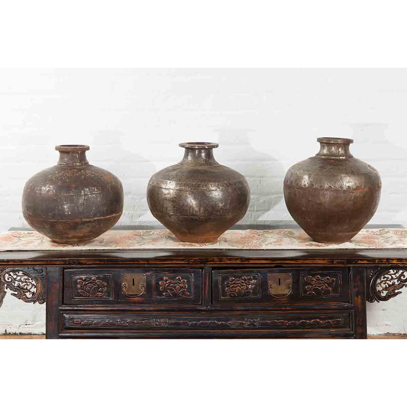 Set of Three 20th Century Vintage Indian Metal Vessels