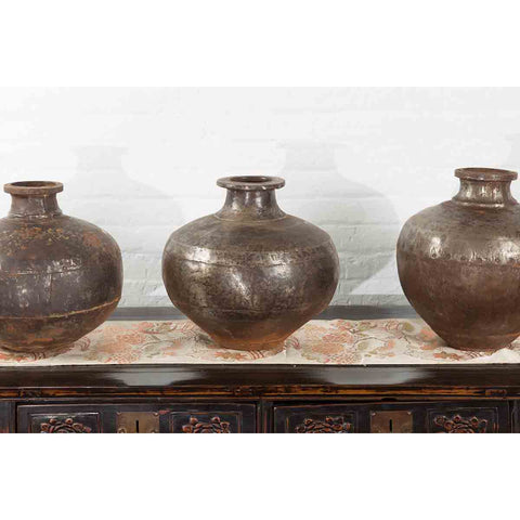 Set of Three 20th Century Vintage Indian Metal Vessels
