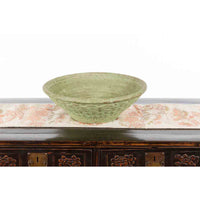 Vintage Thai Terracotta Wicker Style Circular Tapering Bowl with Green Patina-YN7314-8. Asian & Chinese Furniture, Art, Antiques, Vintage Home Décor for sale at FEA Home