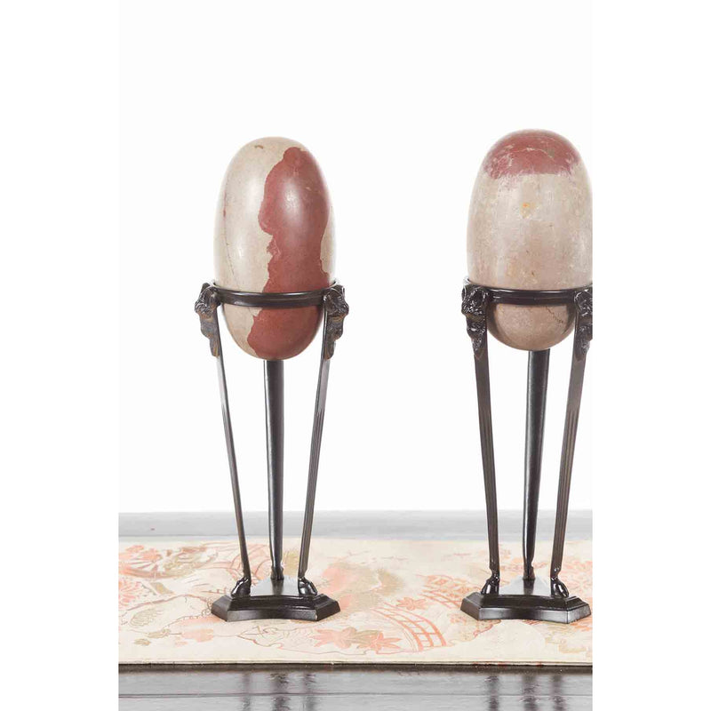 Pair of Two-Toned Shiva Lingam Stones from the Narmada River