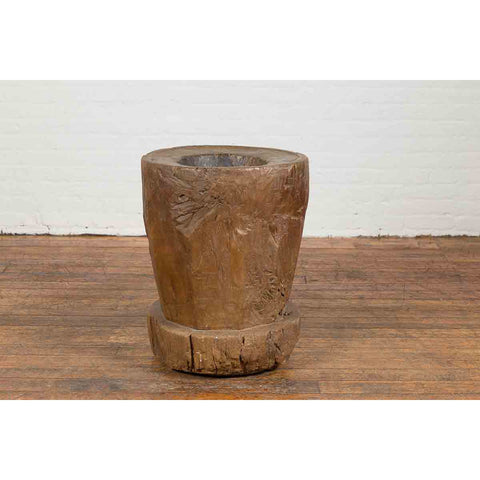 Antique Indonesian Rustic Tree Stump Planter with Weathered Appearance-YN7328-5. Asian & Chinese Furniture, Art, Antiques, Vintage Home Décor for sale at FEA Home