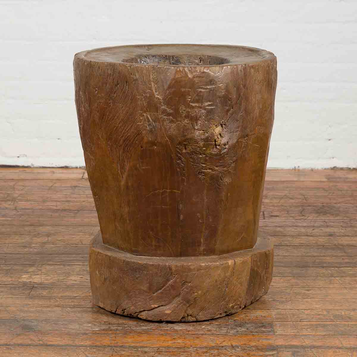 Antique Indonesian Rustic Tree Stump Planter with Weathered Appearance-2. Asian & Chinese Furniture, Art, Antiques, Vintage Home Décor for sale at FEA Home