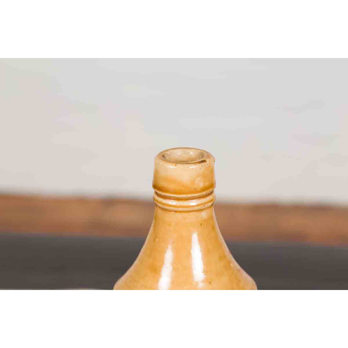 Vintage Chinese Ceramic Flask with Yellow and Cream Glaze, Several Available-10. Asian &amp; Chinese Furniture, Art, Antiques, Vintage Home Décor for sale at FEA Home