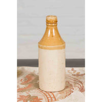 Vintage Chinese Ceramic Flask with Yellow and Cream Glaze, Several Available