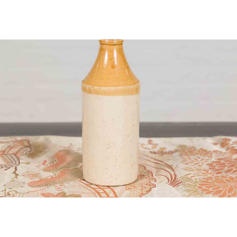 Vintage Chinese Ceramic Flask with Yellow and Cream Glaze, Several Available-YN7336 / YN4849-6. Asian & Chinese Furniture, Art, Antiques, Vintage Home Décor for sale at FEA Home