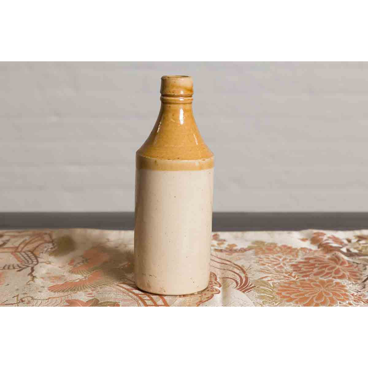 Vintage Chinese Ceramic Flask with Yellow and Cream Glaze, Several Available-7. Asian &amp; Chinese Furniture, Art, Antiques, Vintage Home Décor for sale at FEA Home
