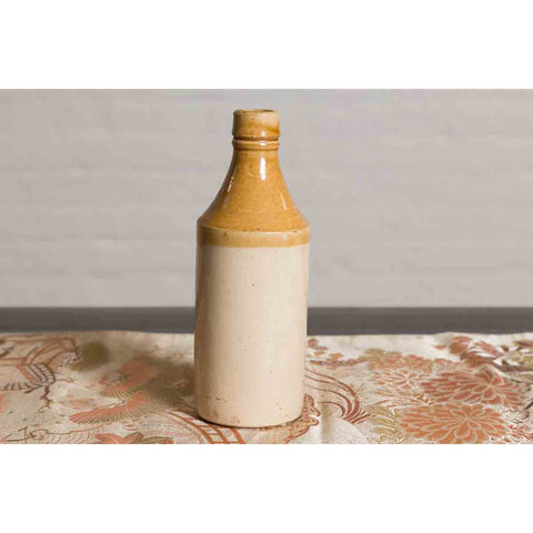 Vintage Chinese Ceramic Flask with Yellow and Cream Glaze, Several Available-YN7336 / YN4849-7. Asian & Chinese Furniture, Art, Antiques, Vintage Home Décor for sale at FEA Home