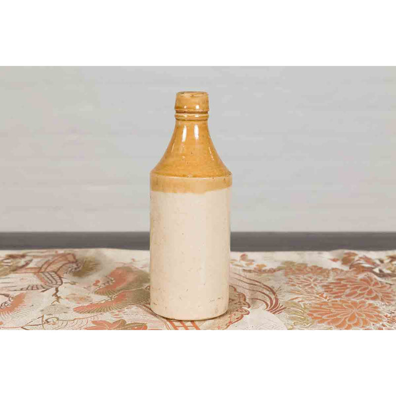 Vintage Chinese Ceramic Flask with Yellow and Cream Glaze, Several Available-YN7336 / YN4849-8. Asian & Chinese Furniture, Art, Antiques, Vintage Home Décor for sale at FEA Home