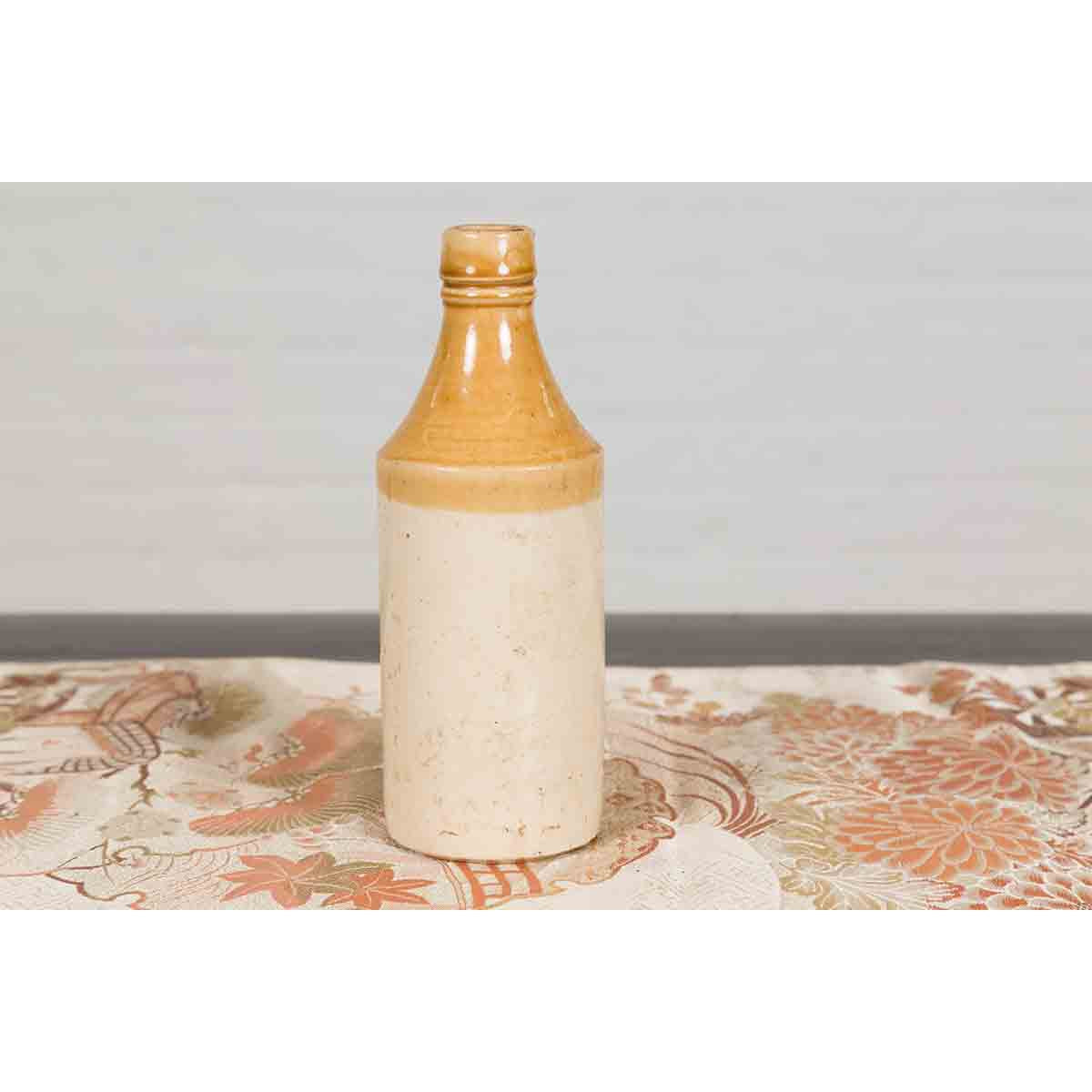 Vintage Chinese Ceramic Flask with Yellow and Cream Glaze, Several Available-9. Asian &amp; Chinese Furniture, Art, Antiques, Vintage Home Décor for sale at FEA Home