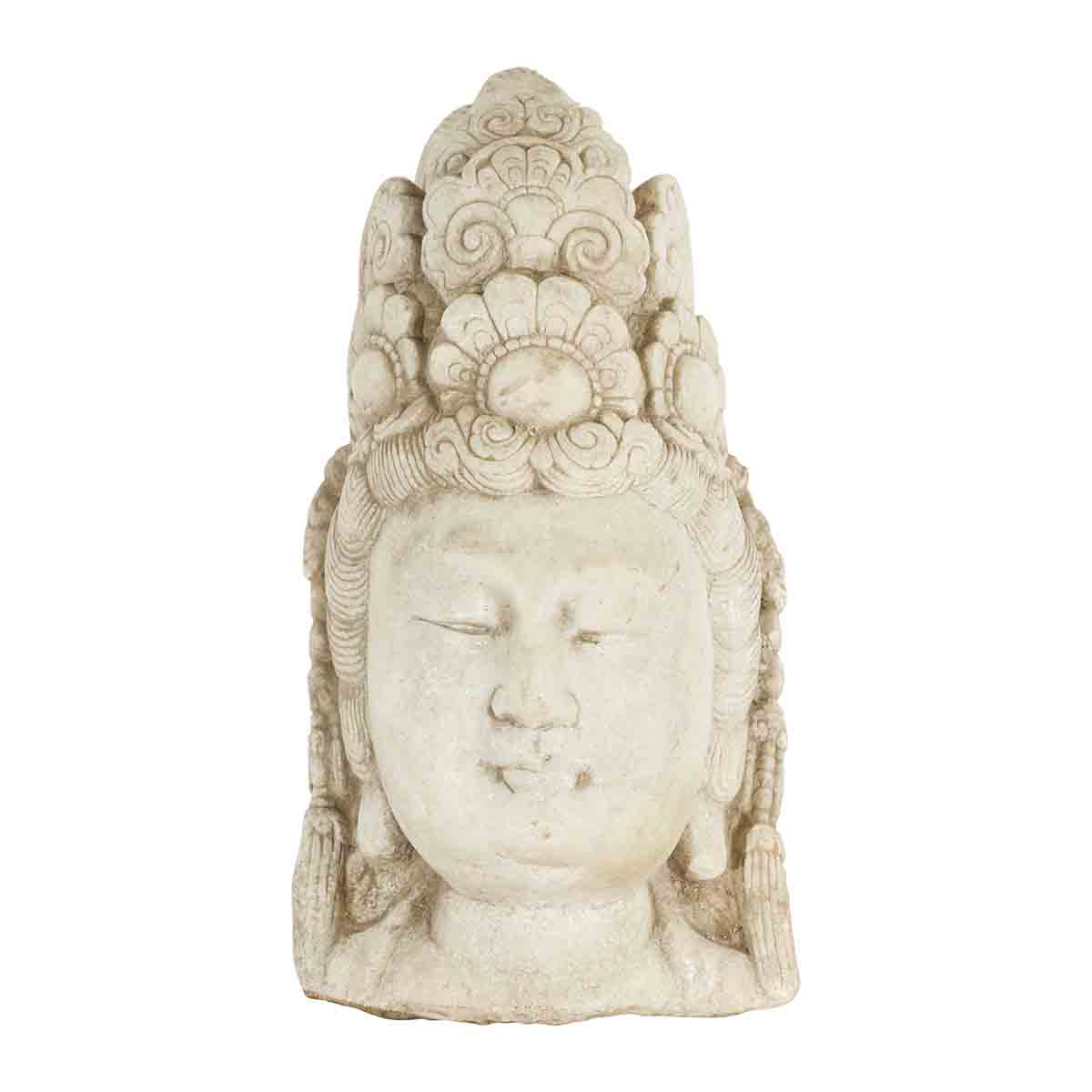 Vintage Chinese Carved Stone Bust of Guanyin the Bodhisattva of Compassion-1. Asian & Chinese Furniture, Art, Antiques, Vintage Home Décor for sale at FEA Home