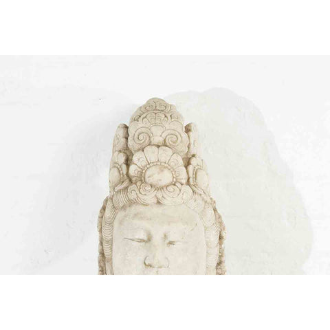 Vintage Chinese Carved Stone Bust of Guanyin the Bodhisattva of Compassion-4. Asian & Chinese Furniture, Art, Antiques, Vintage Home Décor for sale at FEA Home