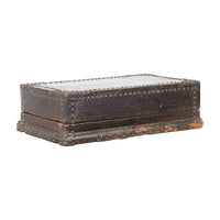 Indian 19th Century Black Box with Iron Nailheads, Braces and Rustic Patina- Asian Antiques, Vintage Home Decor & Chinese Furniture - FEA Home