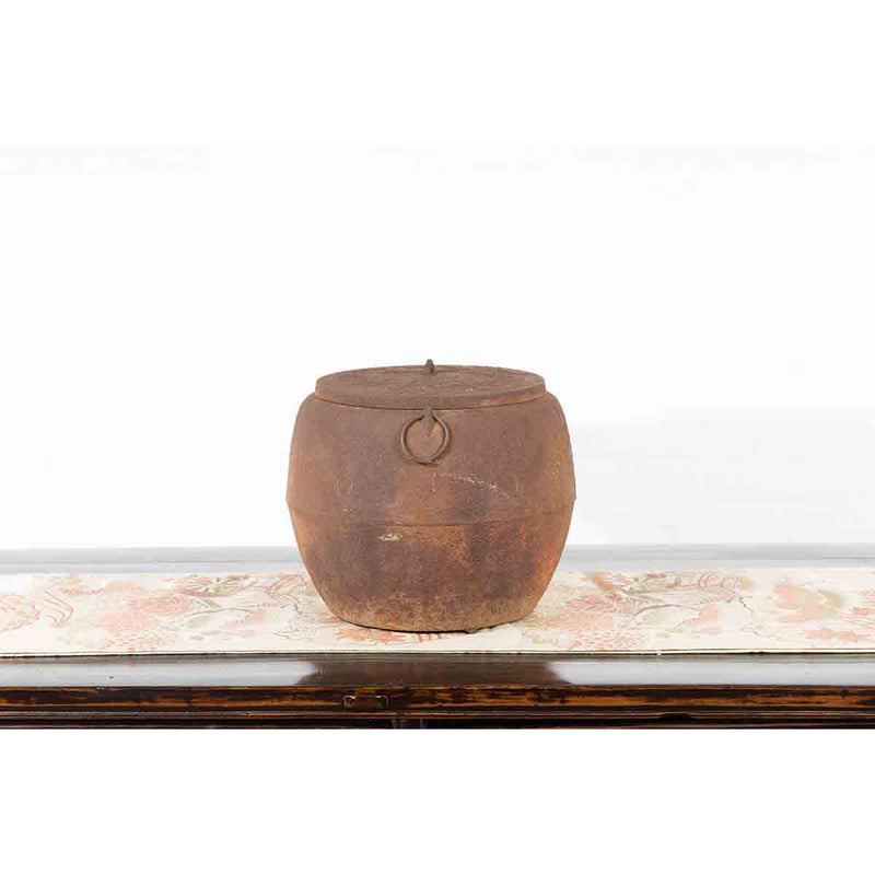 Japanese Meiji Period 1900s Distressed Iron Cooking Pot with Foliage Motifs-10. Asian & Chinese Furniture, Art, Antiques, Vintage Home Décor for sale at FEA Home