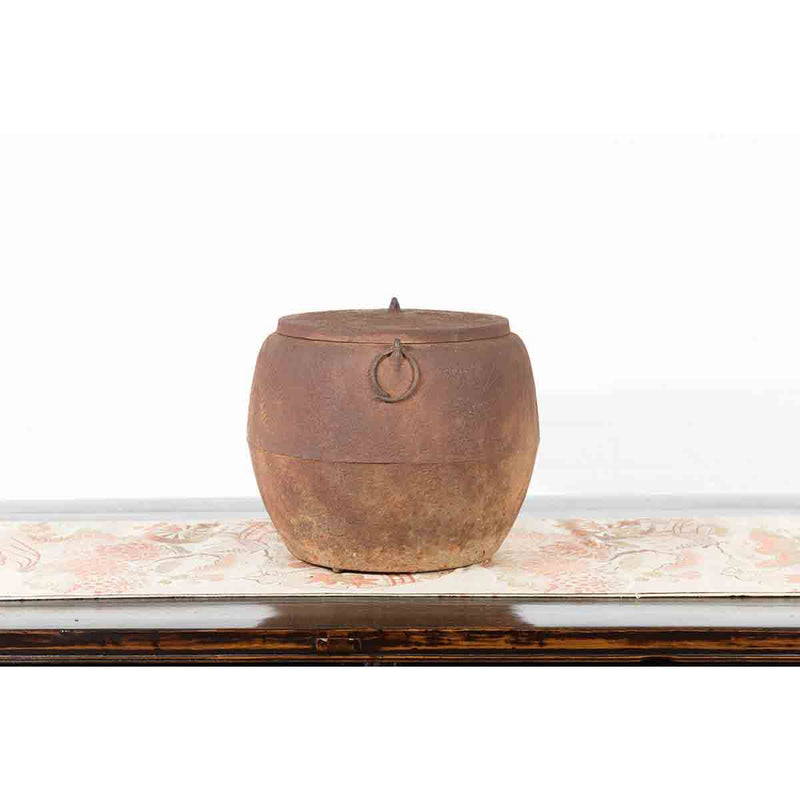 Japanese Meiji Period 1900s Distressed Iron Cooking Pot with Foliage Motifs-8. Asian & Chinese Furniture, Art, Antiques, Vintage Home Décor for sale at FEA Home
