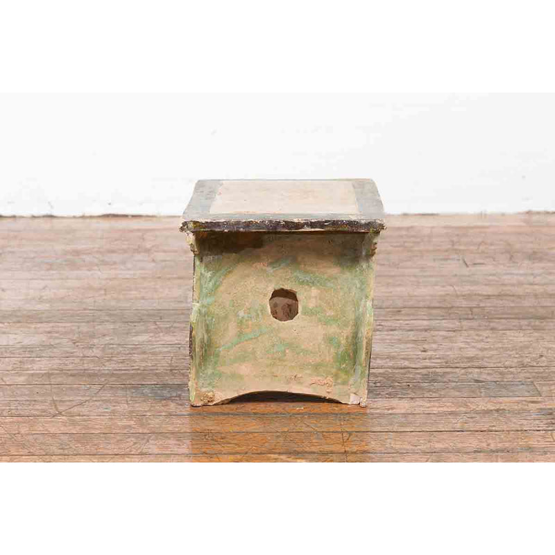 Petite Ming Dynasty Glazed Pedestal with Polychrome Finish-12. Asian & Chinese Furniture, Art, Antiques, Vintage Home Décor for sale at FEA Home