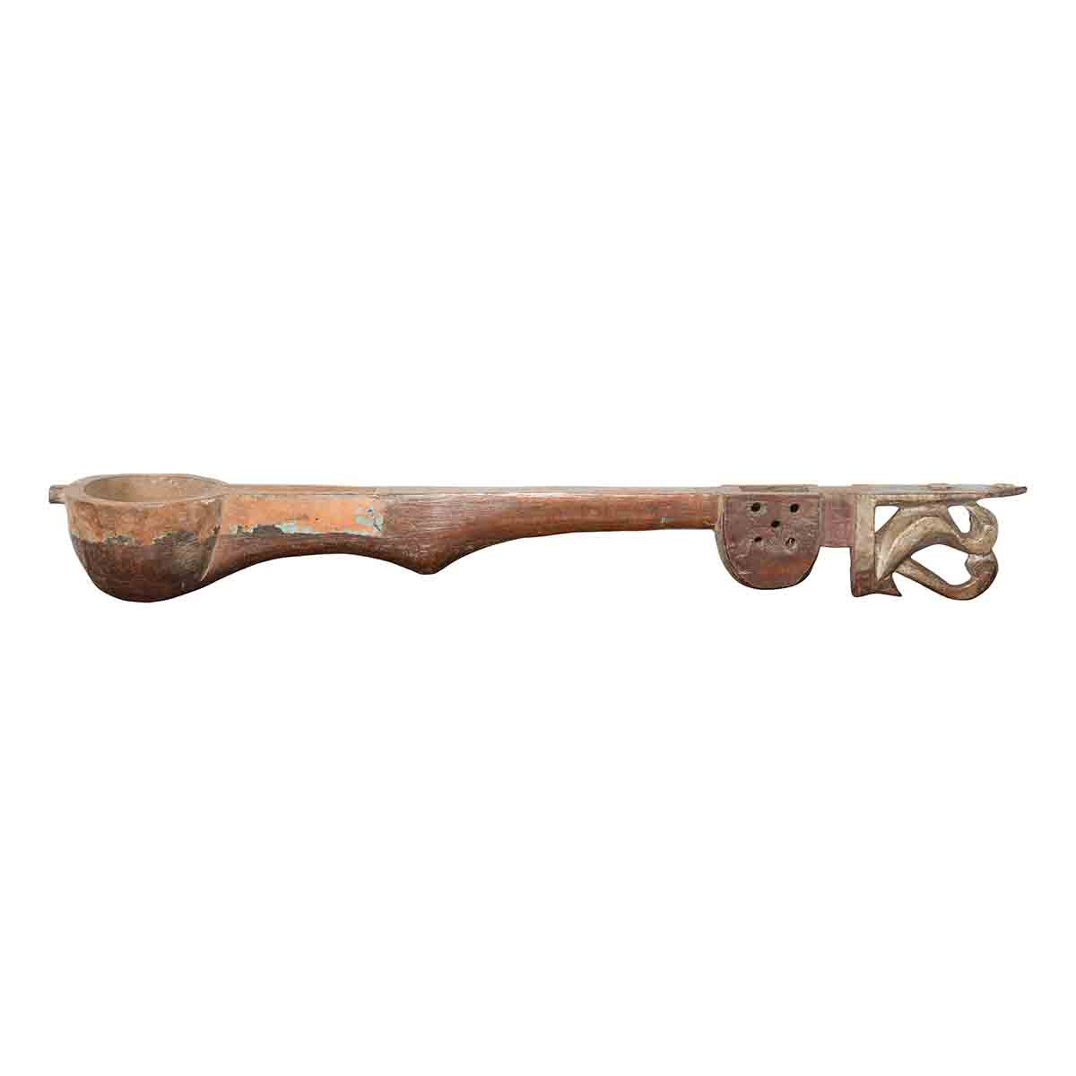 Antique Indian Wooden Hanging Ladle with Rustic Patina and Scrolling Motifs-1. Asian & Chinese Furniture, Art, Antiques, Vintage Home Décor for sale at FEA Home
