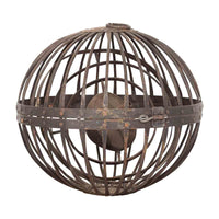 Indian Vintage Spherical Iron Light Fixture with Concentric Rings and Patina