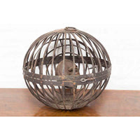 Indian Vintage Spherical Iron Light Fixture with Concentric Rings and Patina-YN7365-10. Asian & Chinese Furniture, Art, Antiques, Vintage Home Décor for sale at FEA Home