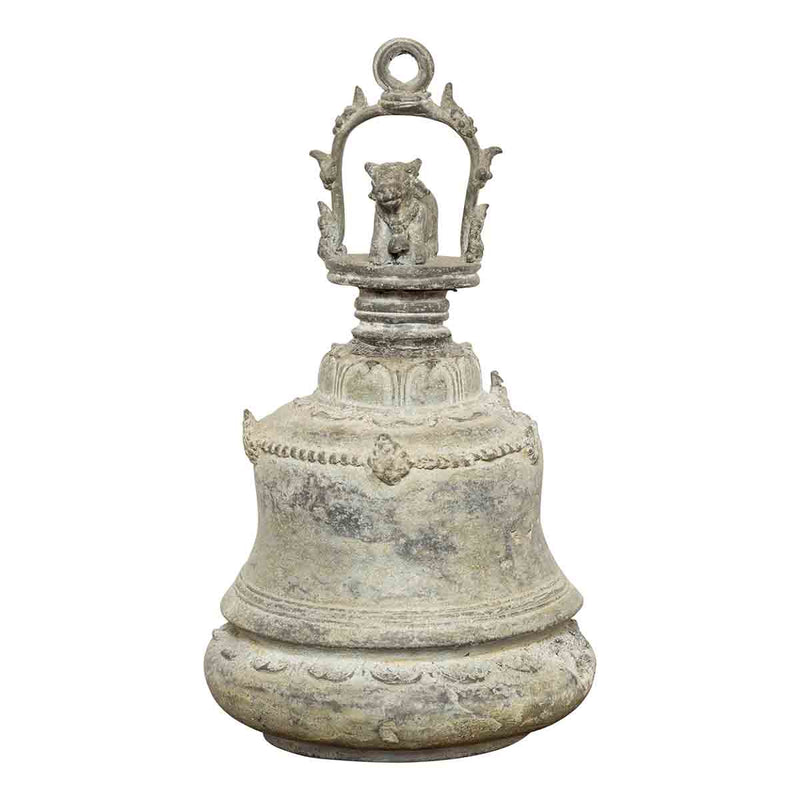Burmese 19th Century Bronze Ceremonial Bell with Verde Patina and Cow Motif- Asian Antiques, Vintage Home Decor & Chinese Furniture - FEA Home
