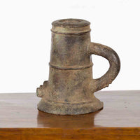 Indian Antique Smelting Pot with Back Handle, Front Spout and Weathered Patina