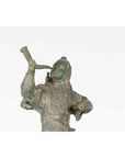 Vintage Lost Wax Cast Verde Bronze Statuette of a Soldier Holding a Horn-12. Asian & Chinese Furniture, Art, Antiques, Vintage Home Décor for sale at FEA Home