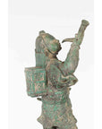 Vintage Lost Wax Cast Verde Bronze Statuette of a Soldier Holding a Horn-15. Asian & Chinese Furniture, Art, Antiques, Vintage Home Décor for sale at FEA Home