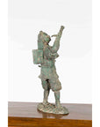 Vintage Lost Wax Cast Verde Bronze Statuette of a Soldier Holding a Horn-16. Asian & Chinese Furniture, Art, Antiques, Vintage Home Décor for sale at FEA Home