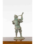 Vintage Lost Wax Cast Verde Bronze Statuette of a Soldier Holding a Horn-17. Asian & Chinese Furniture, Art, Antiques, Vintage Home Décor for sale at FEA Home