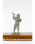 Vintage Lost Wax Cast Verde Bronze Statuette of a Soldier Holding a Horn-2. Asian & Chinese Furniture, Art, Antiques, Vintage Home Décor for sale at FEA Home