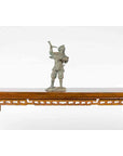 Vintage Lost Wax Cast Verde Bronze Statuette of a Soldier Holding a Horn-3. Asian & Chinese Furniture, Art, Antiques, Vintage Home Décor for sale at FEA Home