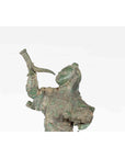 Vintage Lost Wax Cast Verde Bronze Statuette of a Soldier Holding a Horn-4. Asian & Chinese Furniture, Art, Antiques, Vintage Home Décor for sale at FEA Home
